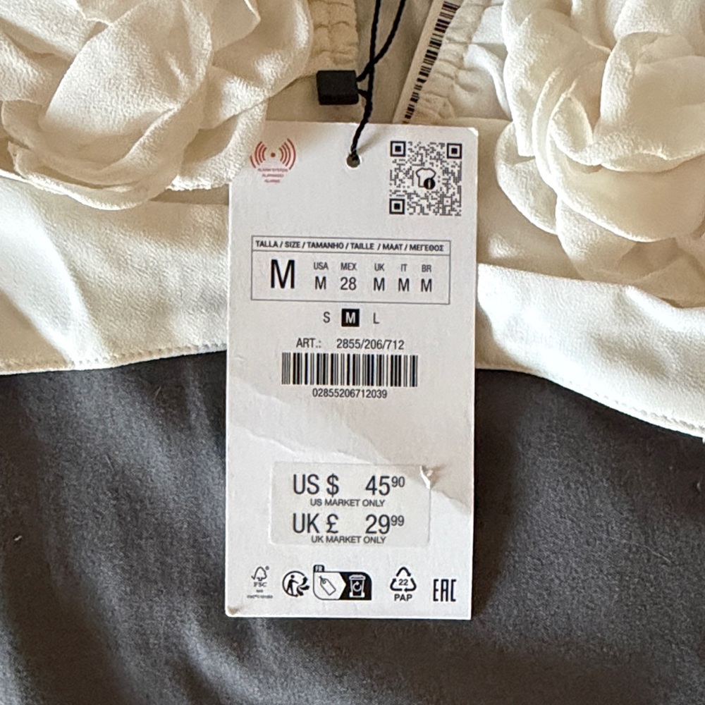 Zara Ivory Floral Bandeau Crop top - Picture 9 of 9